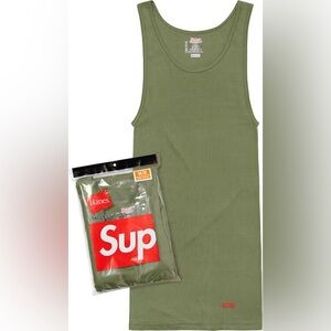Supreme x Hanes Green Wifebeaters